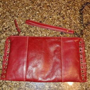 Sophia Visconti red leather wristlet/clutch EUC
